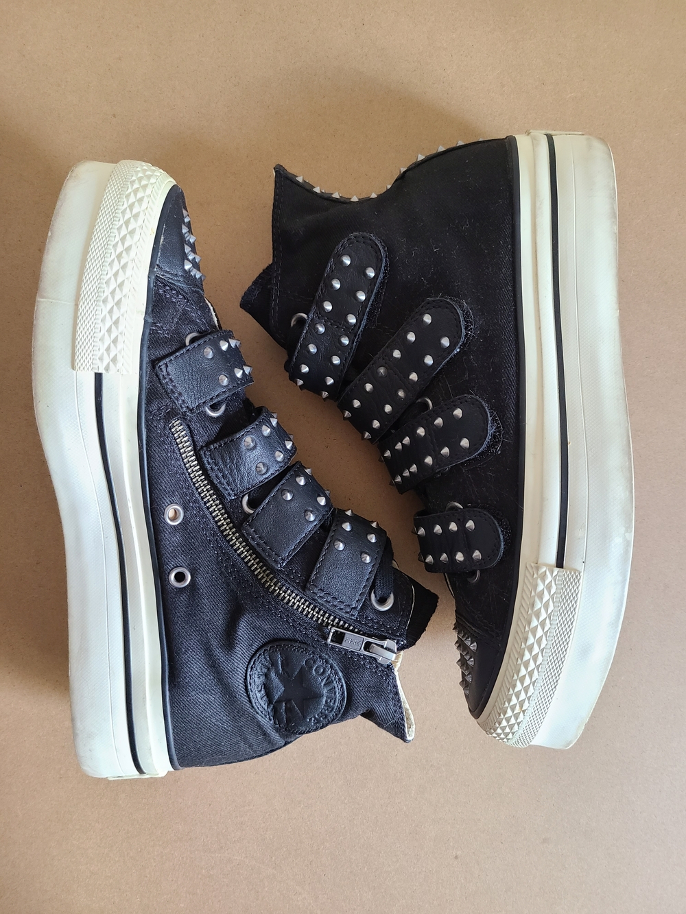 Black Studded High-Top Platform Converse - Picture 4 of 13